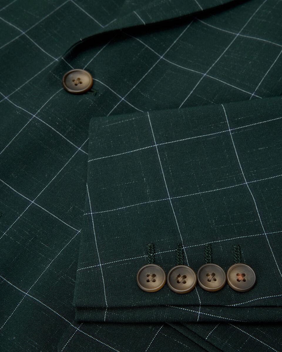 Sebastian Windowpane Check Tailored Jacket, Khaki Windowpane, hi-res